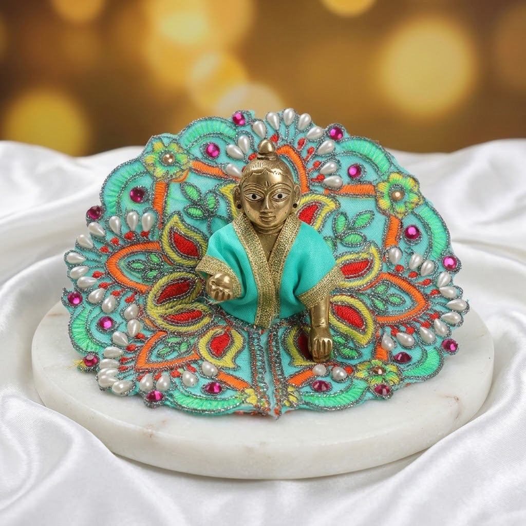 Size 2 Colour Stones Embroidered Laddu Gopal Dress