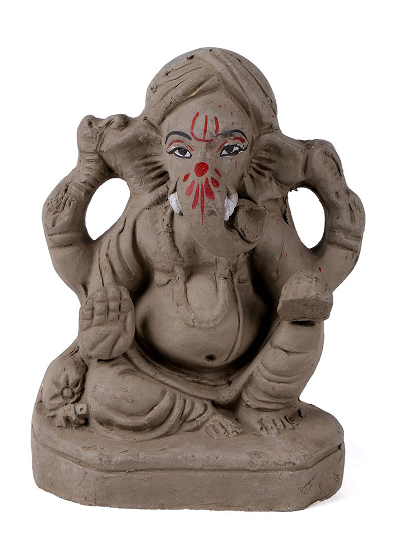 6 Inch Traditional Eco-Friendly Ganesha Idol in LalitÄsana Pose