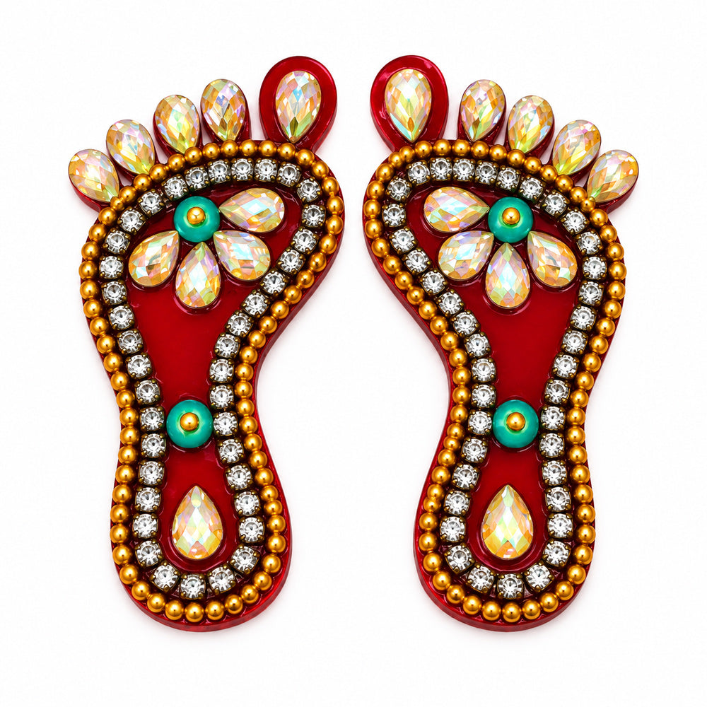 Ethnic Kundan Work Laxmi Charan Paduka Stickers