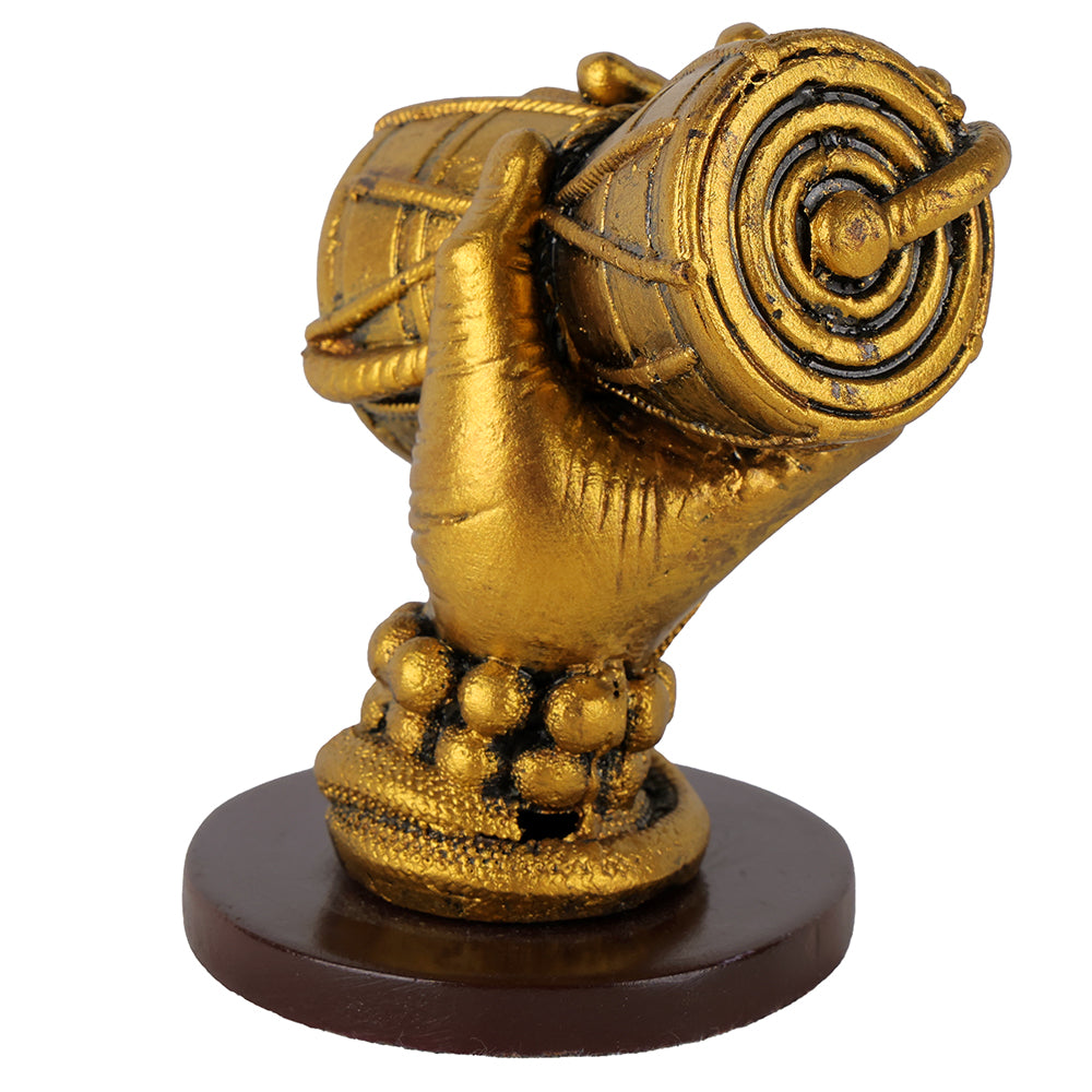 Golden Shiva Hand with Damru Resin Idol Figurine