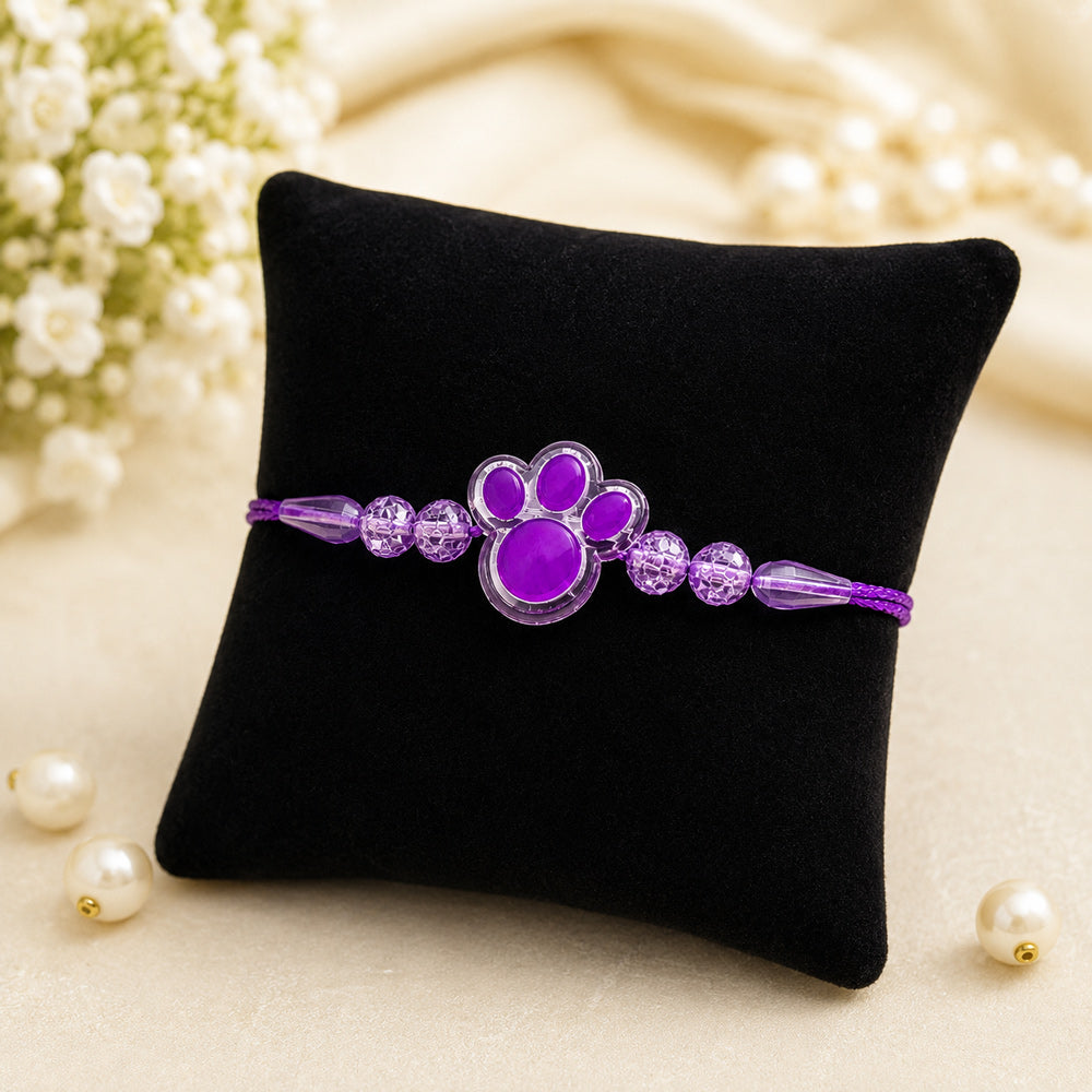 Cute Purple Paw Print Animal Theme Kids Rakhi