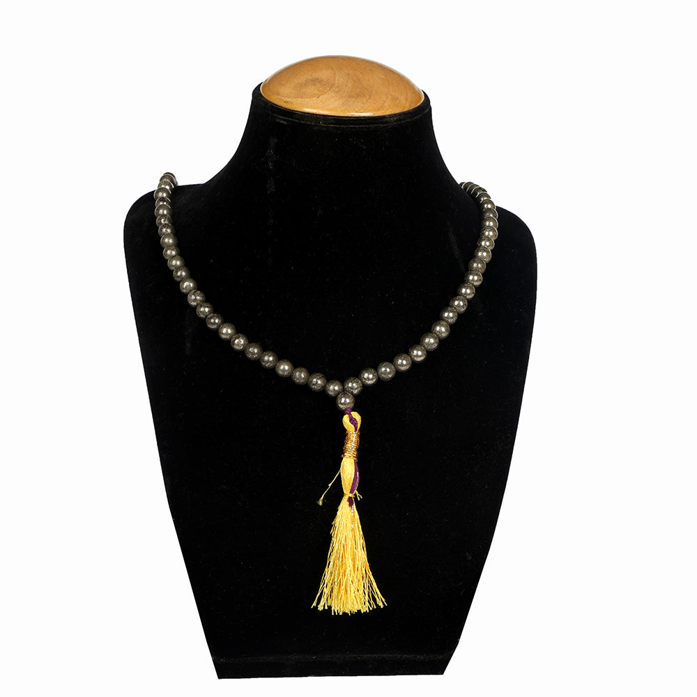 Pyrite Hakik Mala 108 Beads – The Stone of Abundance & Protection