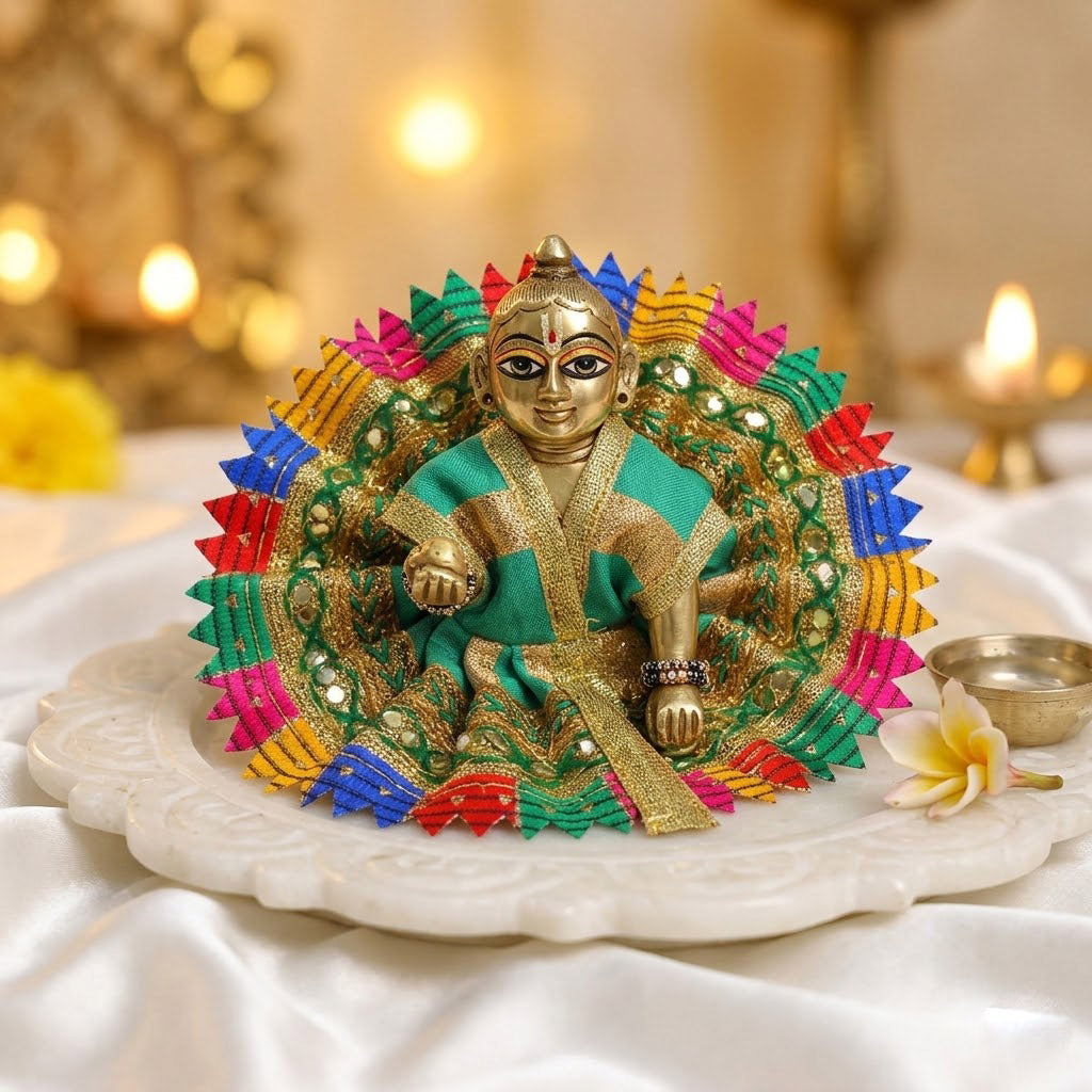 Size 1 Multicolour Border Laddu Gopal Dress