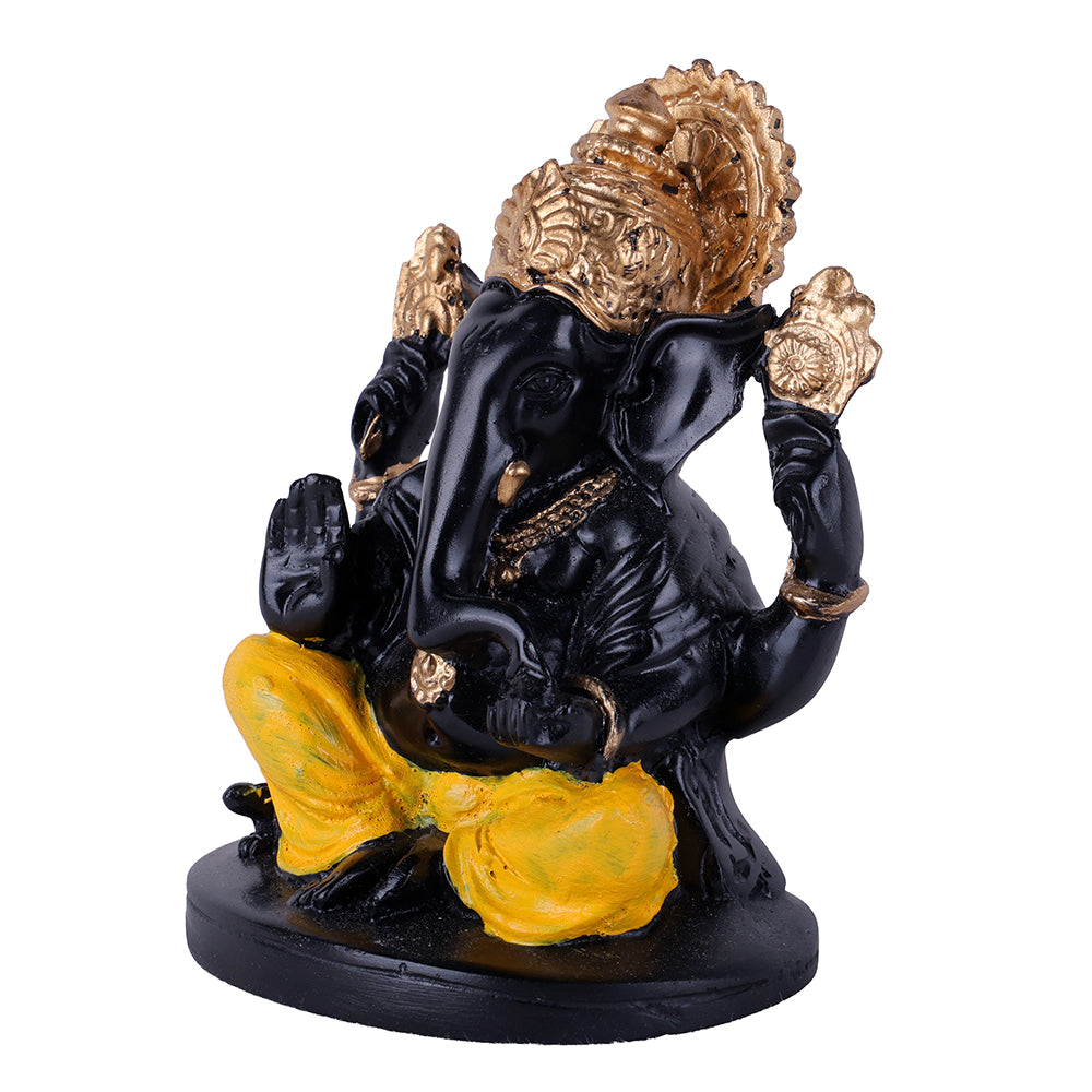 Premium Hand Painted Black & Gold Resin Ganesha Statue