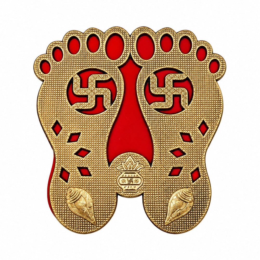 Gold & Red Charan Paduka Door Entrance Sticker