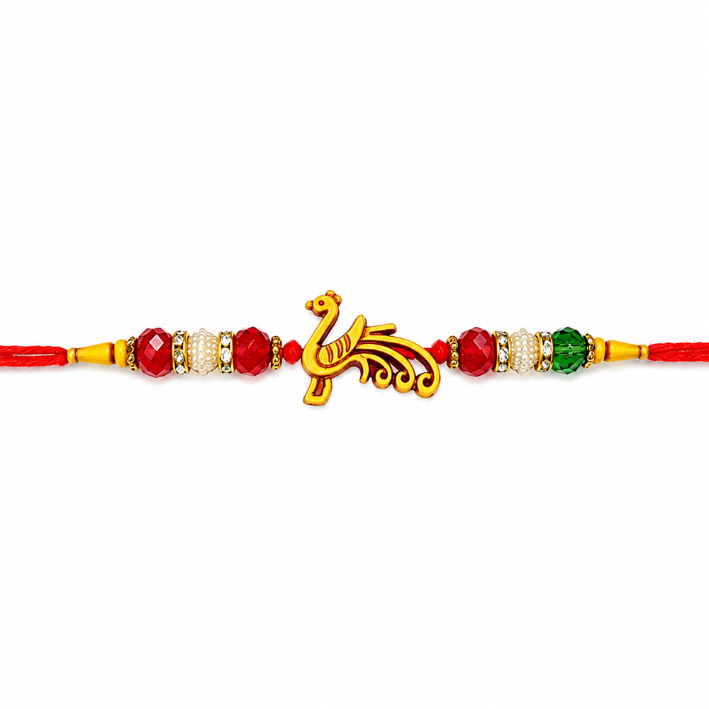 Elegant Wooden Peacock Medallion Designer Rakhi