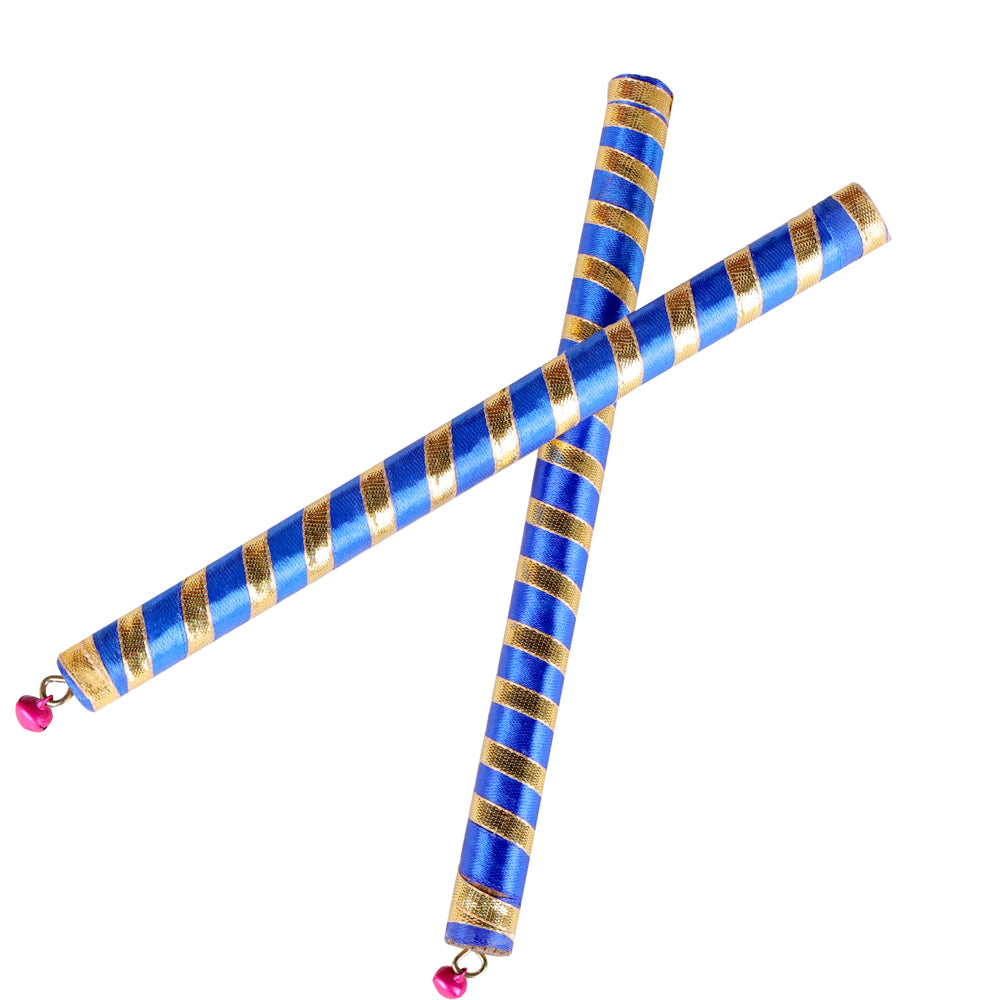 Vibrant Satin & Gold Wrapped Wooden Dandiya for Kids