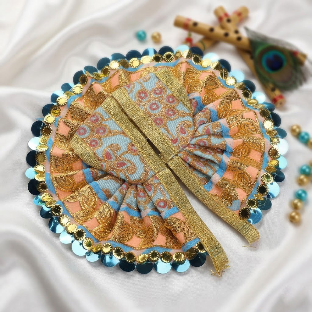 Size 0 Heavy Gold Sequin Border Laddu Gopal Dress
