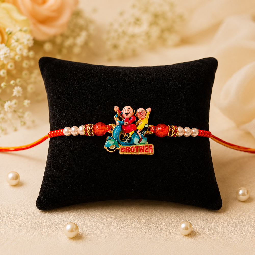 Fun Motu Patlu Scooter Ride Brother Motif Kids Rakhi