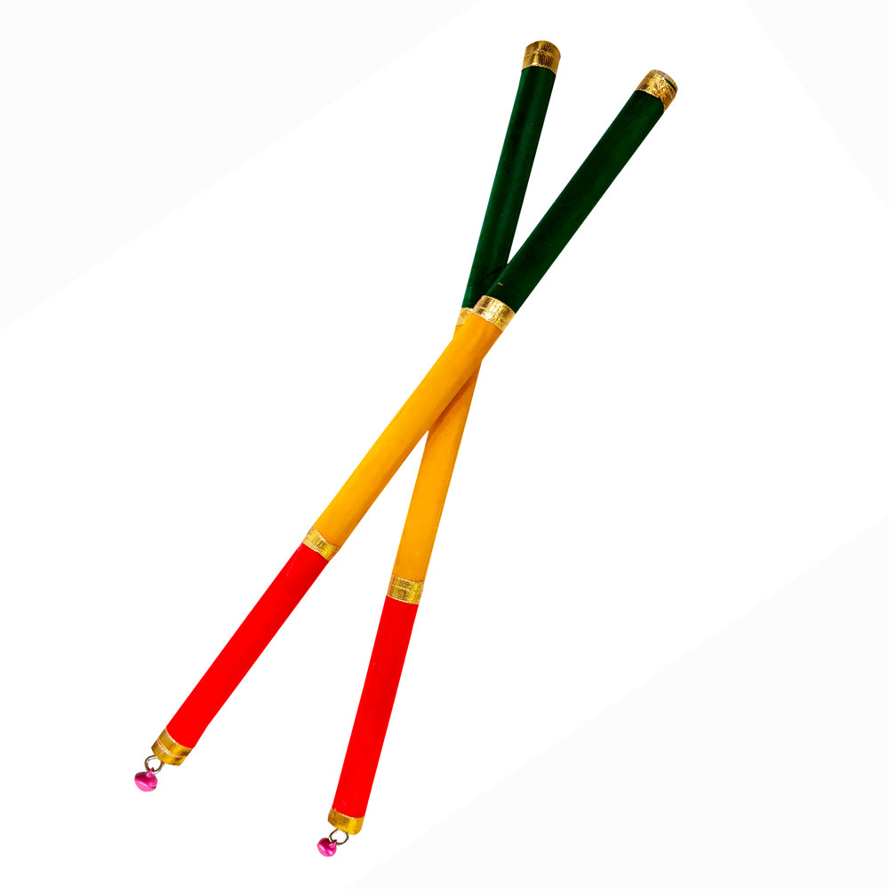Premium Velvet Wrapped Triple Colour Wooden Dandiya Sticks