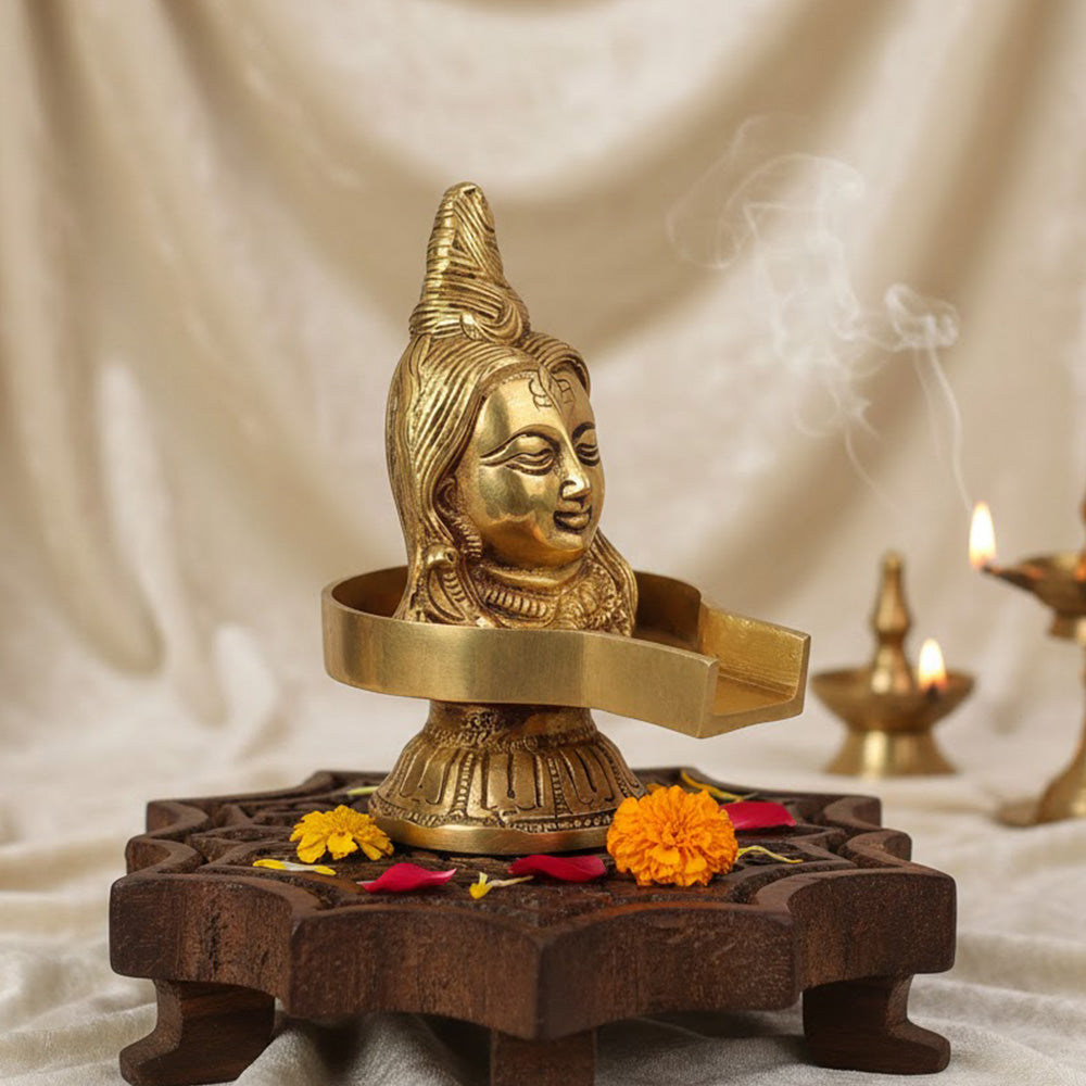 5.2 Inch Brass Lord Shiva Mukhalingam Shivling. India's No.1 Brass Idol Store www.satvikstore.in