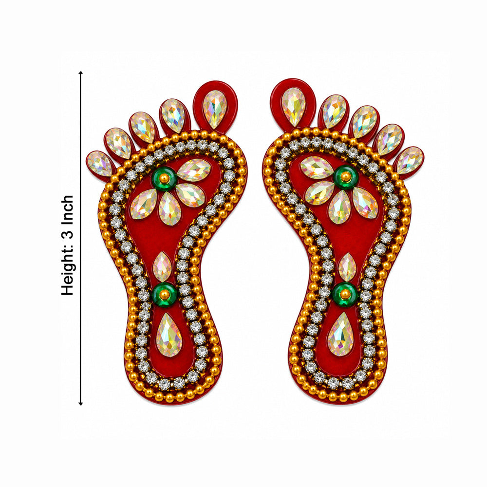 Ethnic Kundan Work Laxmi Charan Paduka Stickers