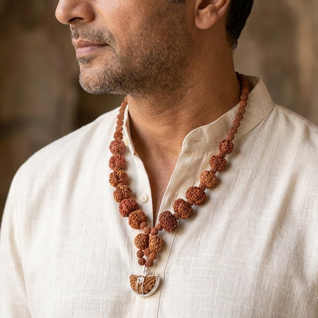 Siddha Mala with 1 Mukhi Half Moon (Collector Grade) โ Nepal (Thread)