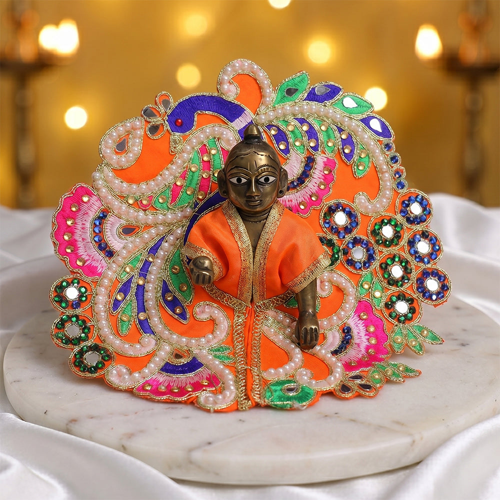 Size 0 to 4 Royal Heavy Peacock Embroidery Laddu Gopal Dress