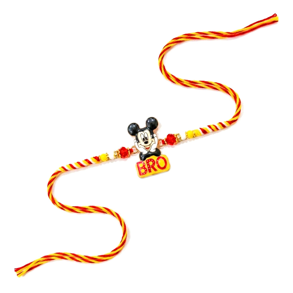 Playful Mickey Mouse BRO Sign Kids Rakhi