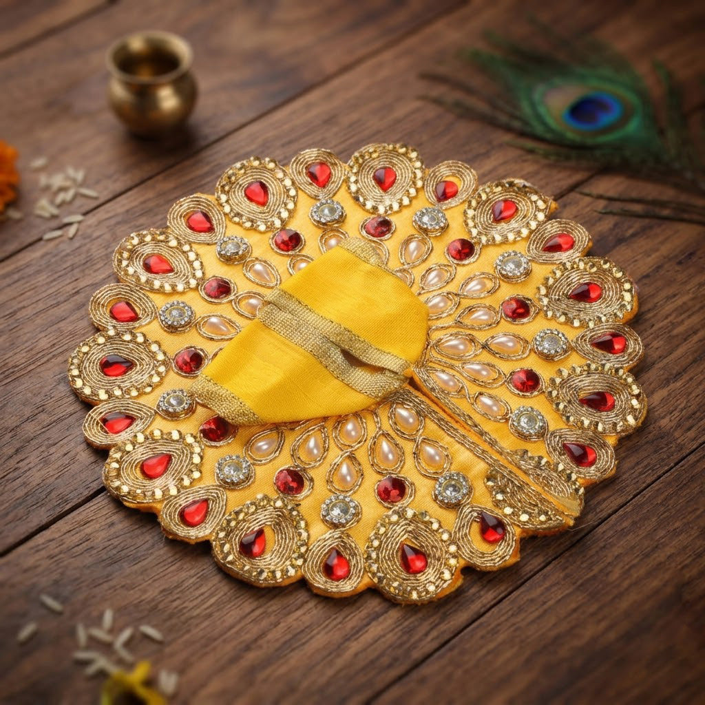 Size 2 Premium Heavy Stone & Pearl Laddu Gopal Dress