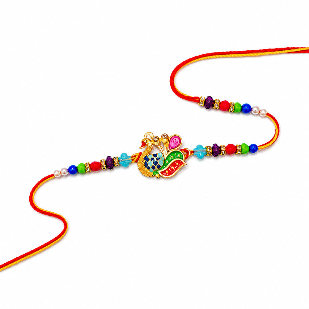 Traditional Colorful Peacock Charm Designer Rakhi