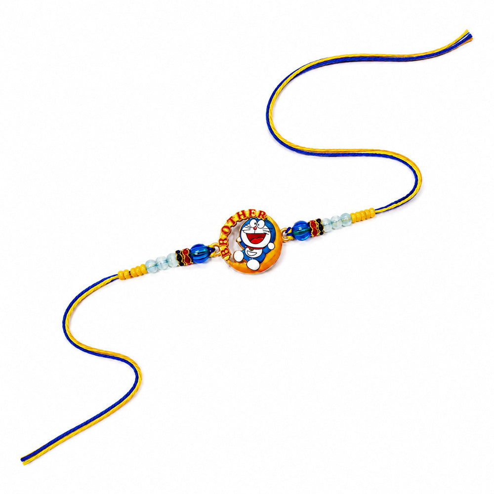 Playful Doraemon Moon BROTHER Sign Kids Rakhi