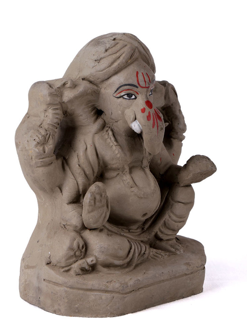 6 Inch Traditional Eco-Friendly Ganesha Idol in LalitÄsana Pose