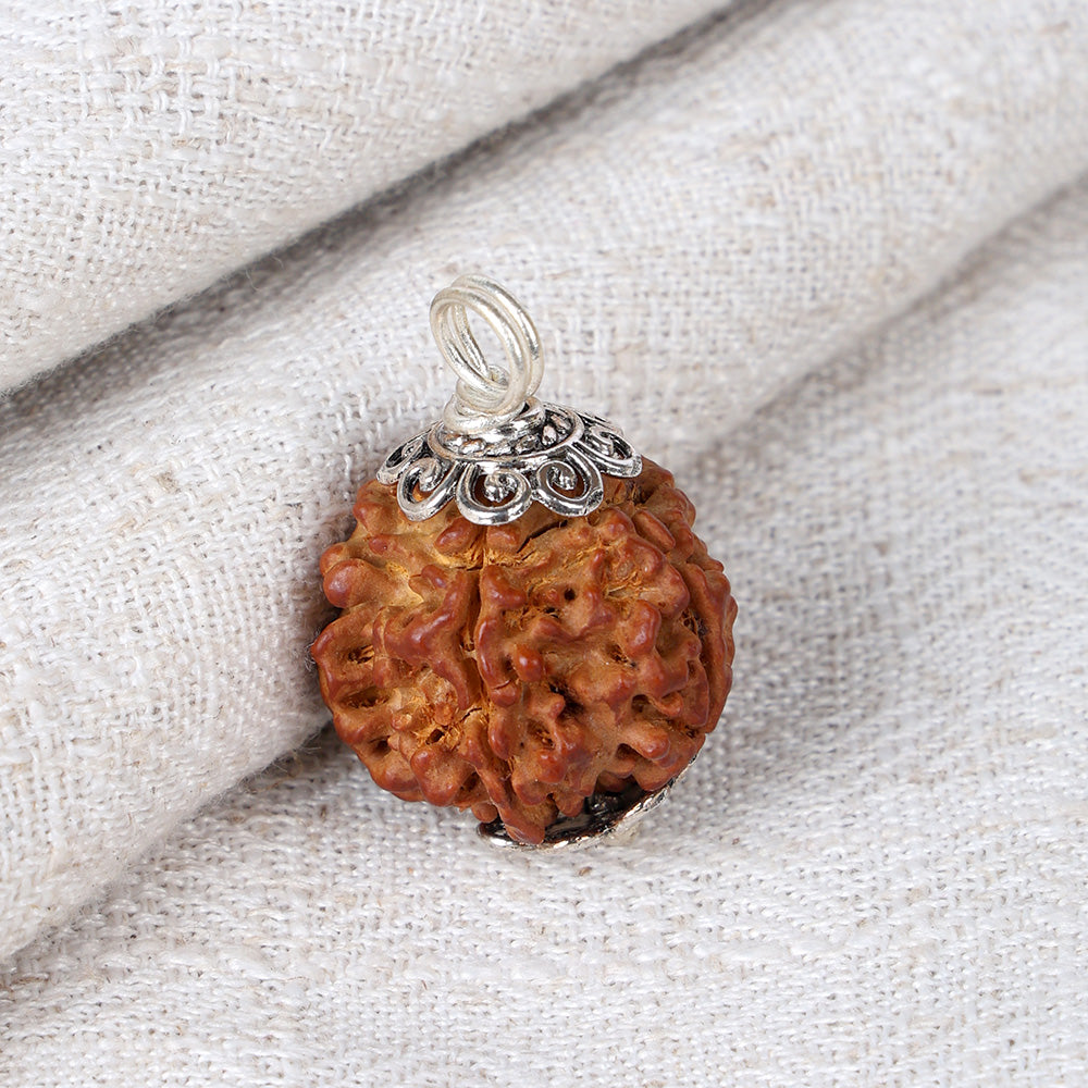 5 Mukhi Rudraksha Pendant with Designed Silver Cap (Without Hook) for Spiritual Protection, Peace, and Positive Energy. India’s Largest Pooja Accessories Brand – www.satvikstore.in