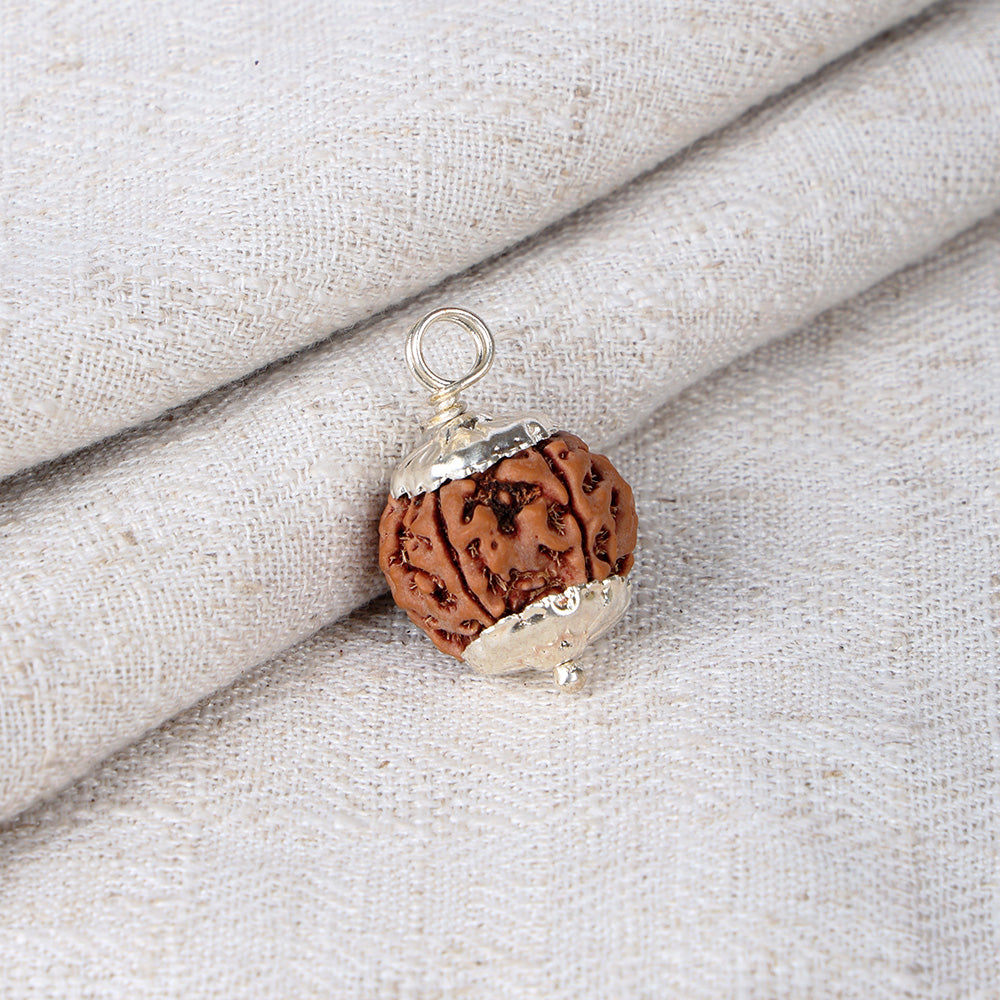 5 Mukhi Rudraksha Pendant with Silver Cap (Without Hook) for Spiritual Protection, Peace, and Positive Energy. India’s Largest Pooja Accessories Brand – www.satvikstore.in