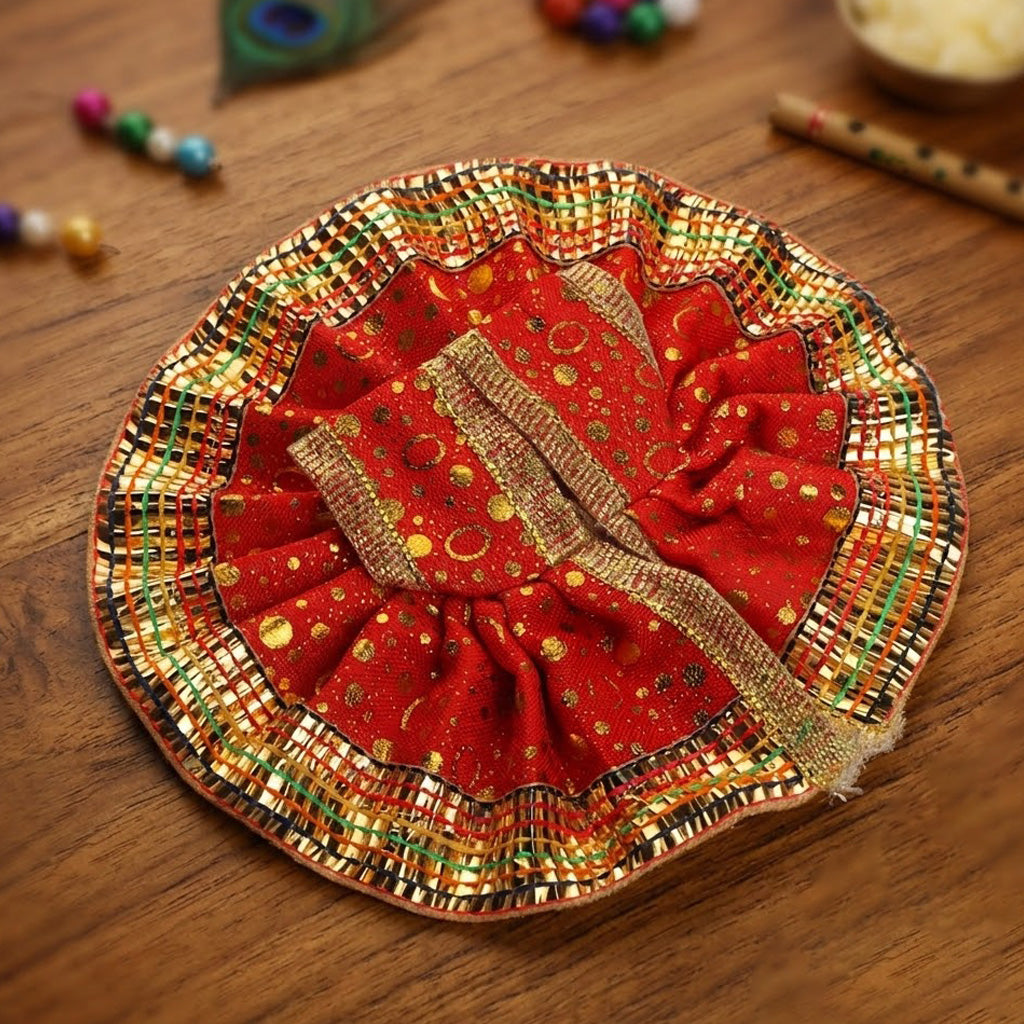 Dotted Pattern Laddu Gopal Dress with Golden Border