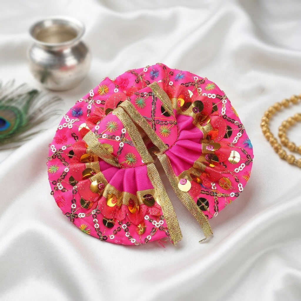 Size No.1 Golden Zari & Sequins Laddu Gopal Dress