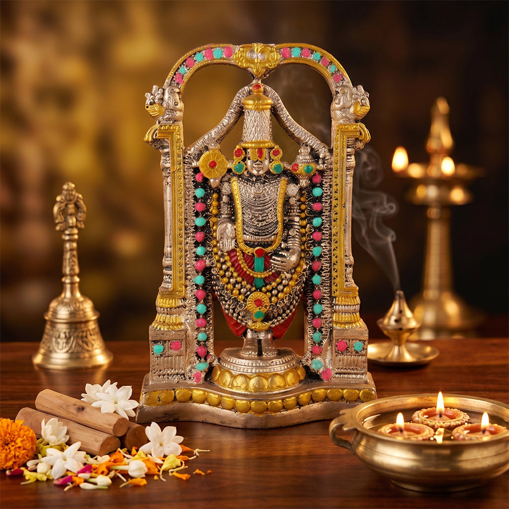 Premium Antique Gold Tirupati Balaji Resin Statue