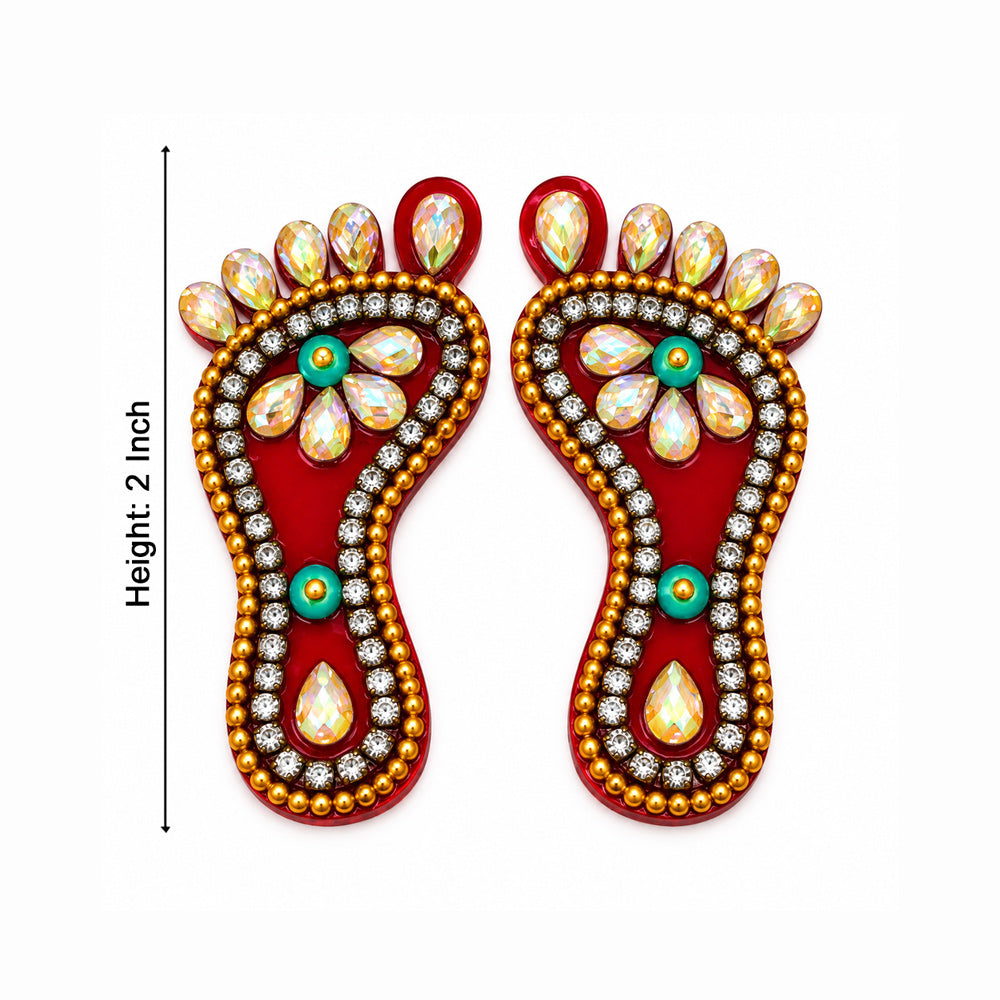 Ethnic Kundan Work Laxmi Charan Paduka Stickers