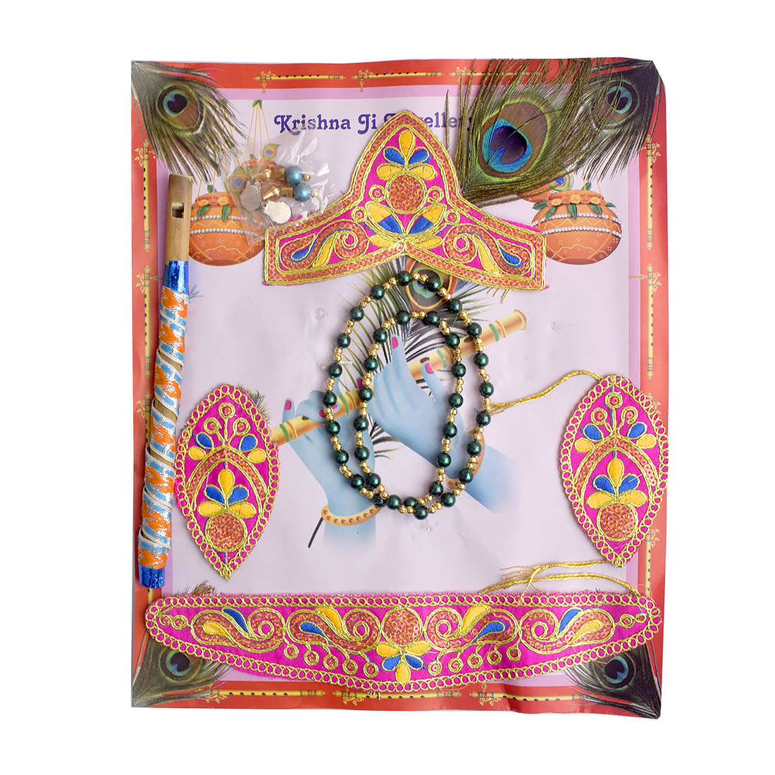 Kids Krishna Jewellery & Shringar Pink Accessories Set