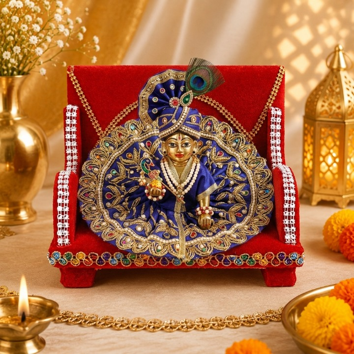 Luxurious Laddu Gopal's Velvet Singhasan