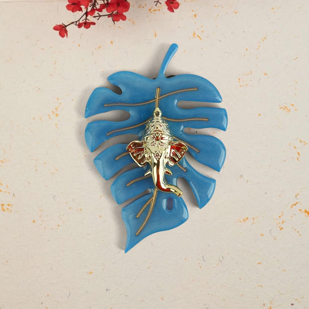 Elegant Classic Finish Ganesha On Leaf Wall Hanging