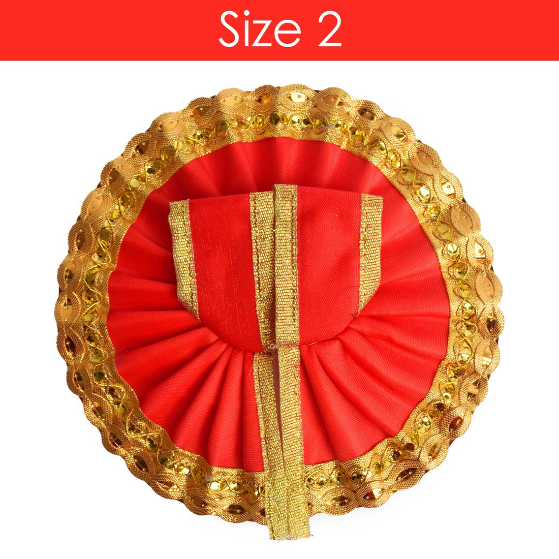 Radiant Laddu Gopal Red Dress with Golden Sequined Border