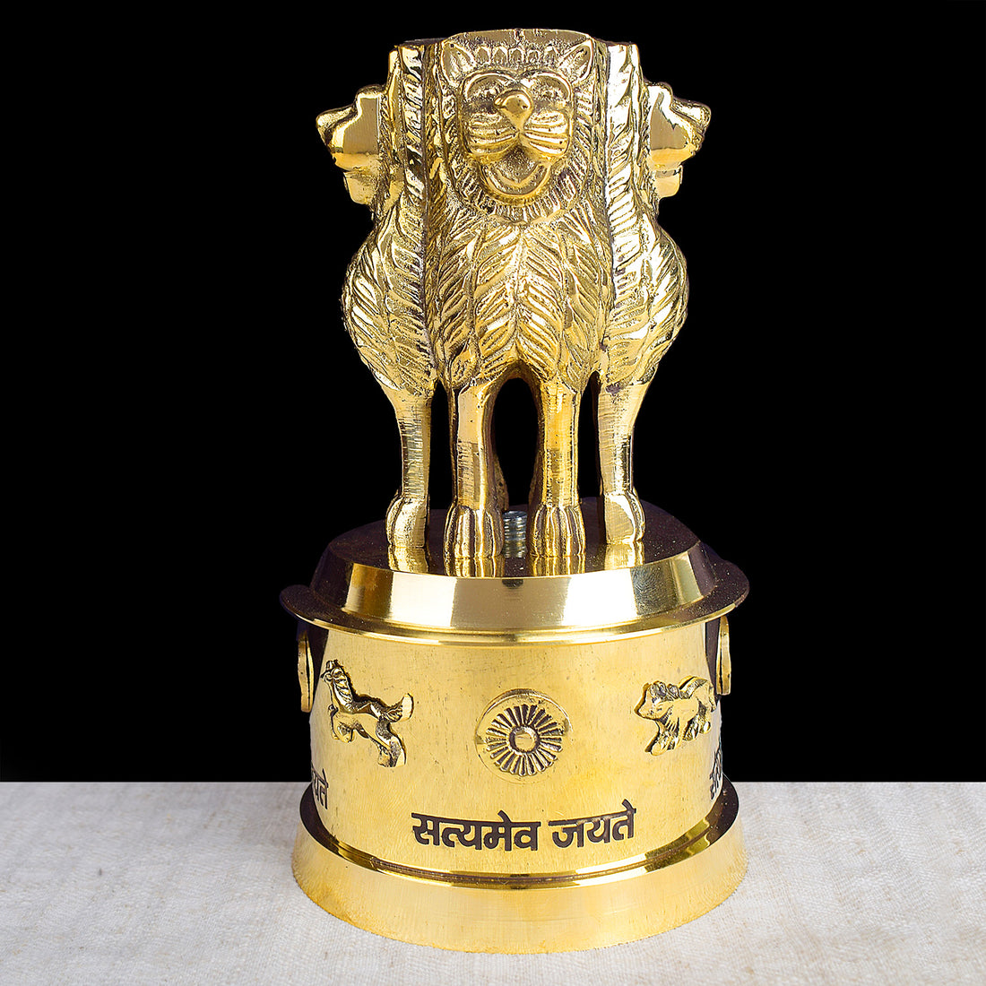 6 Inch Brass Ashoka Pillar Showpiece - Decorative Symbol of India – Ideal for Home & Office Décor, Cultural Gifting, and Traditional Displays | India’s Largest Brass Idols Brand – www.satvikstore.in