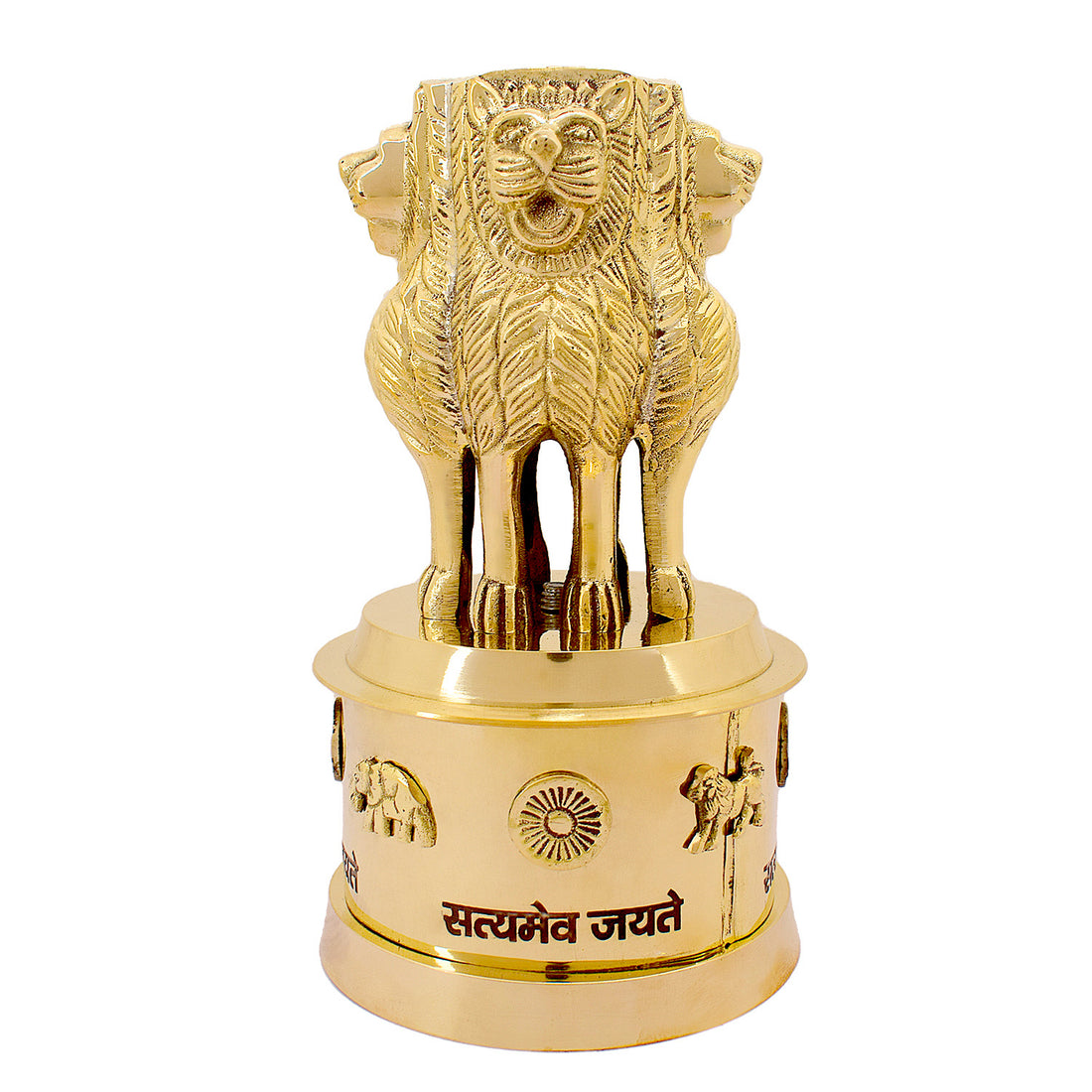 6 Inch Brass Ashoka Pillar Showpiece - Decorative Symbol of India – Ideal for Home & Office Décor, Cultural Gifting, and Traditional Displays | India’s Largest Brass Idols Brand – www.satvikstore.in.