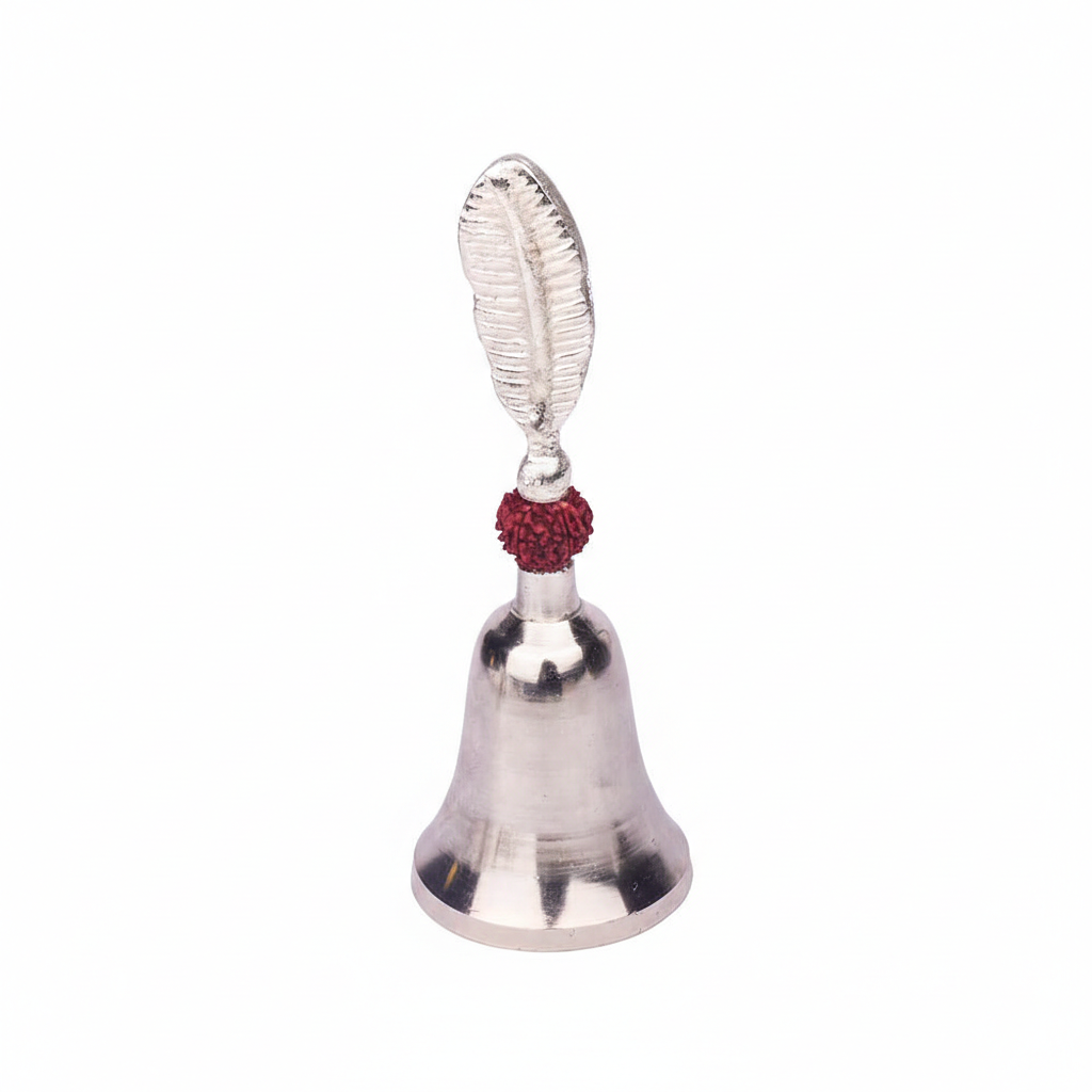 Silver Lotus Diya with Bell – Silver Plated Pooja Lamp Decorative Spiritual Use