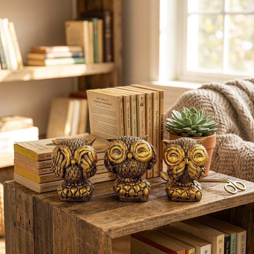 3 Wise Owls Home Decor Figurines Set