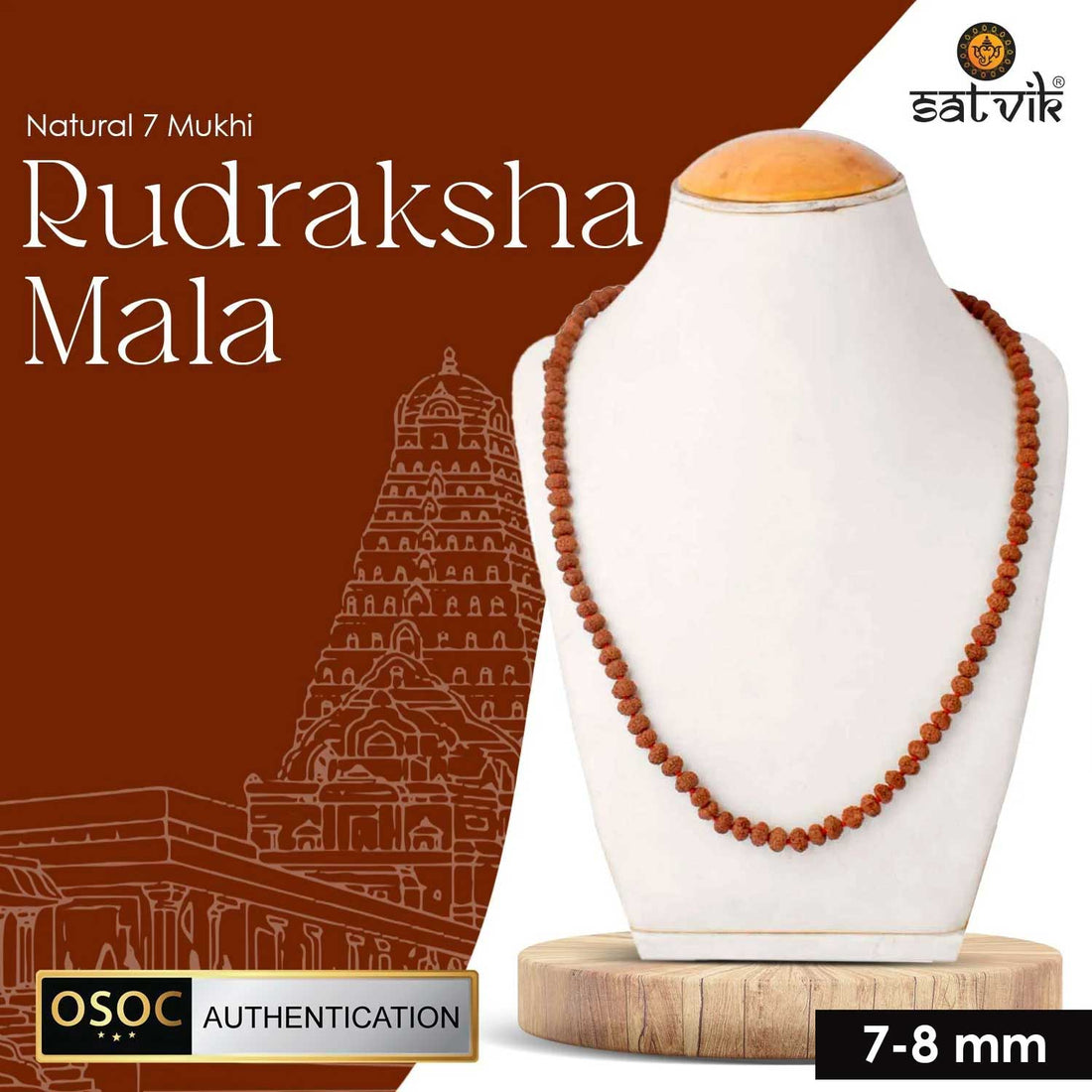 Original 7 Mukhi Rudraksha Mala – 108 Beads for Wealth, Positivity & Saturn Protection. India’s Premium Jap Mala Store - www.satvikstore.in