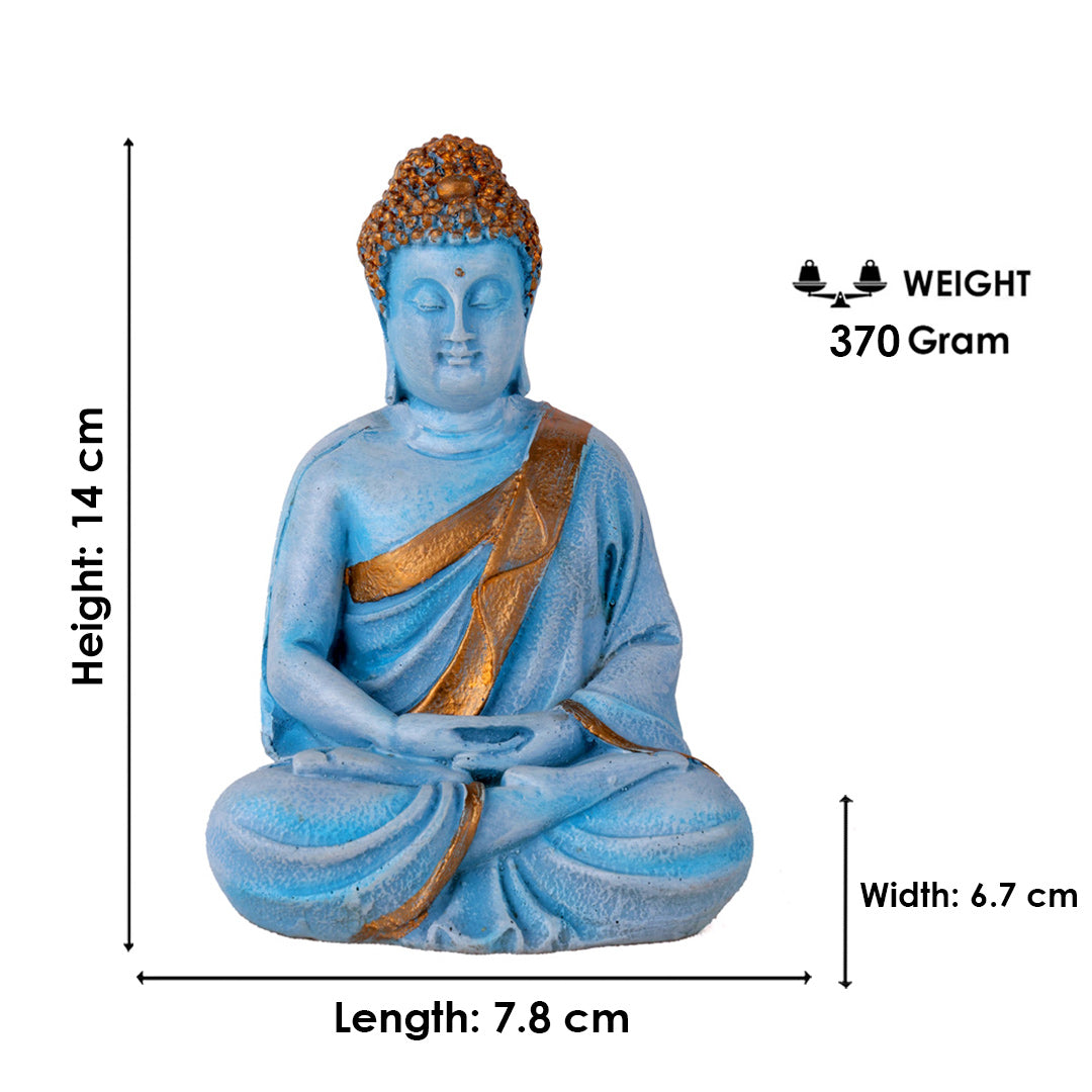 Meditating Cerulean Blue Buddha Resin Statue
