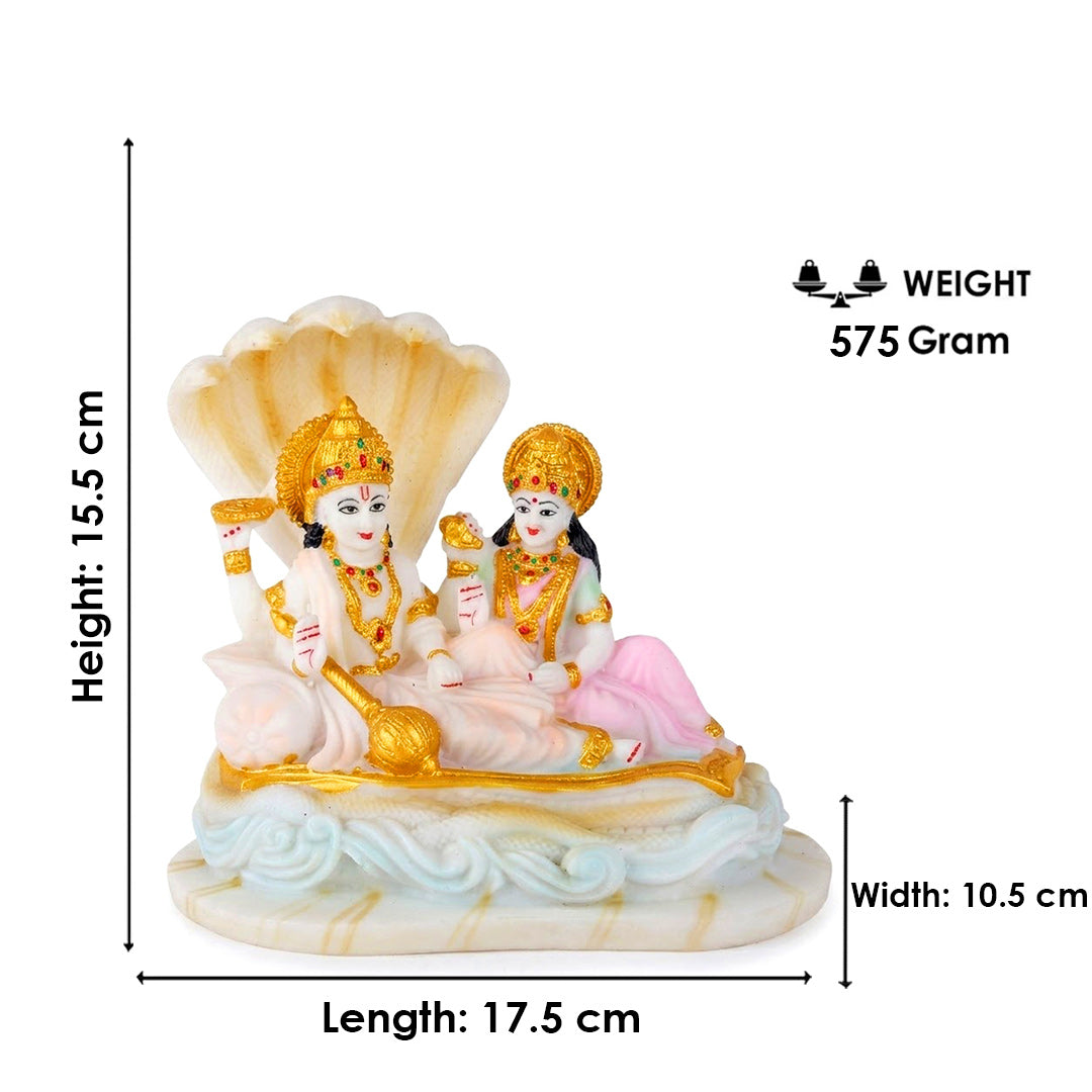 Beautiful Vishnu Ji and Mata Laksmi White Statue