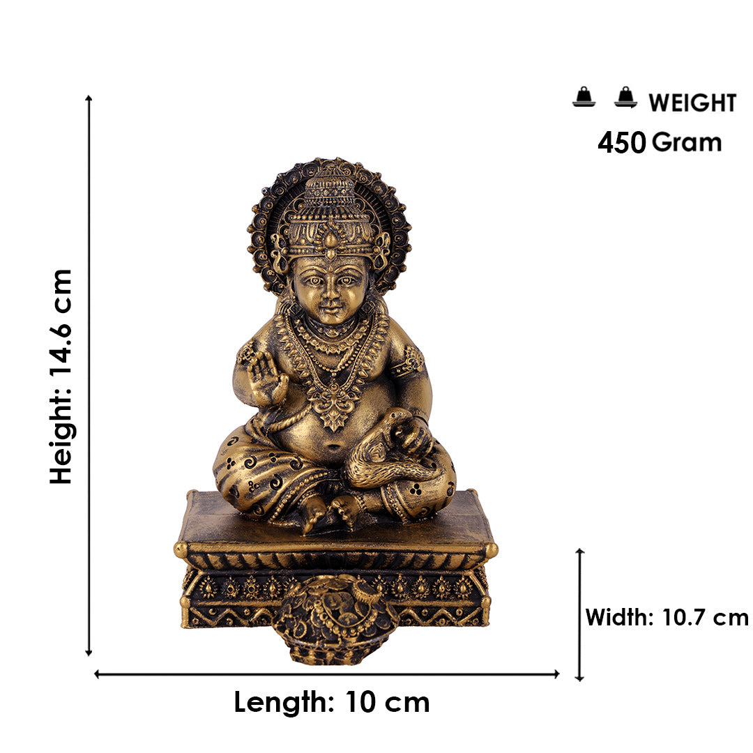 Premium Antique Gold Kuber Maharaj Resin Statue