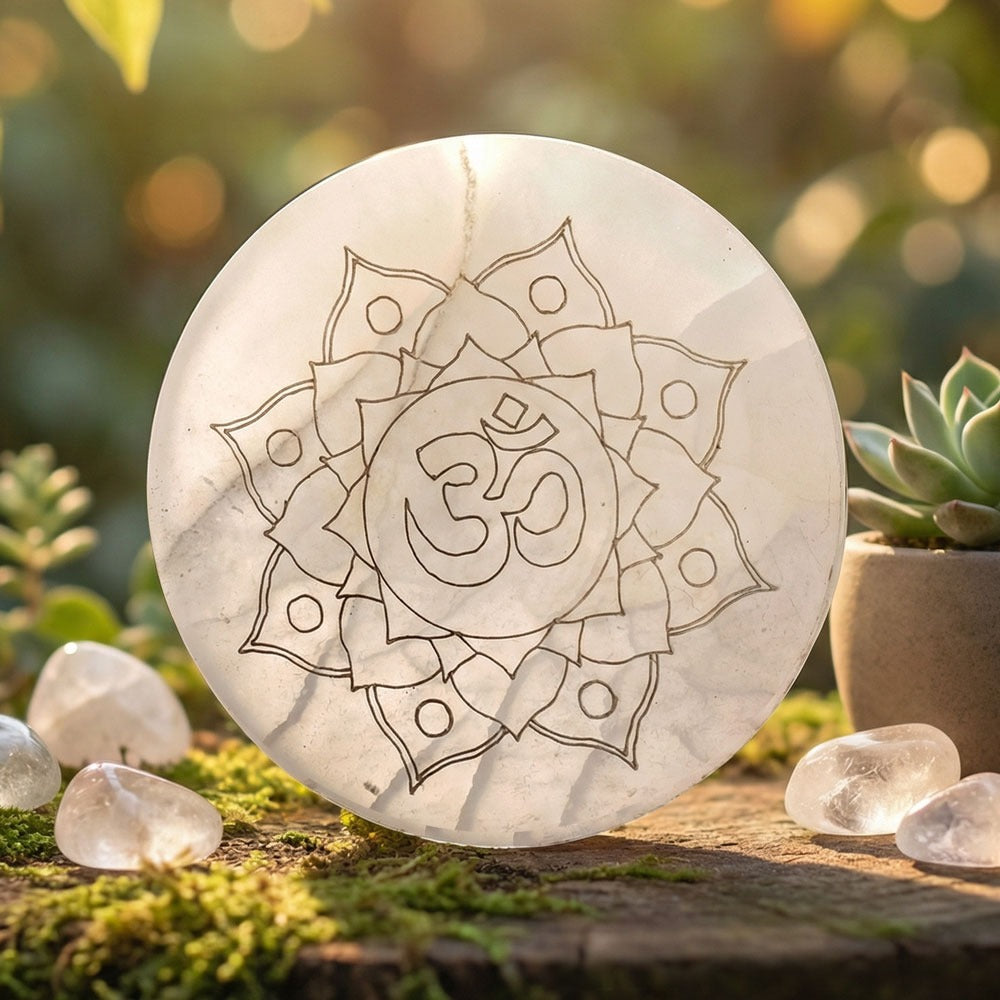 Dhan Yog Bracelet & Om Selenite Plate Combo | Wealth, Prosperity & Energy Cleansing