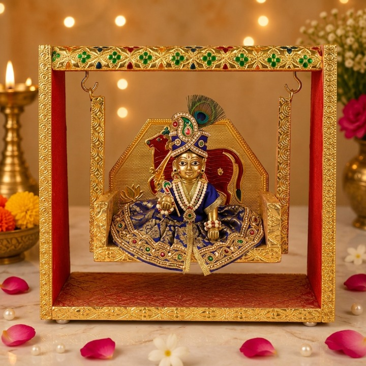 Laddu Gopal Ji Jhula With Meenakari Work