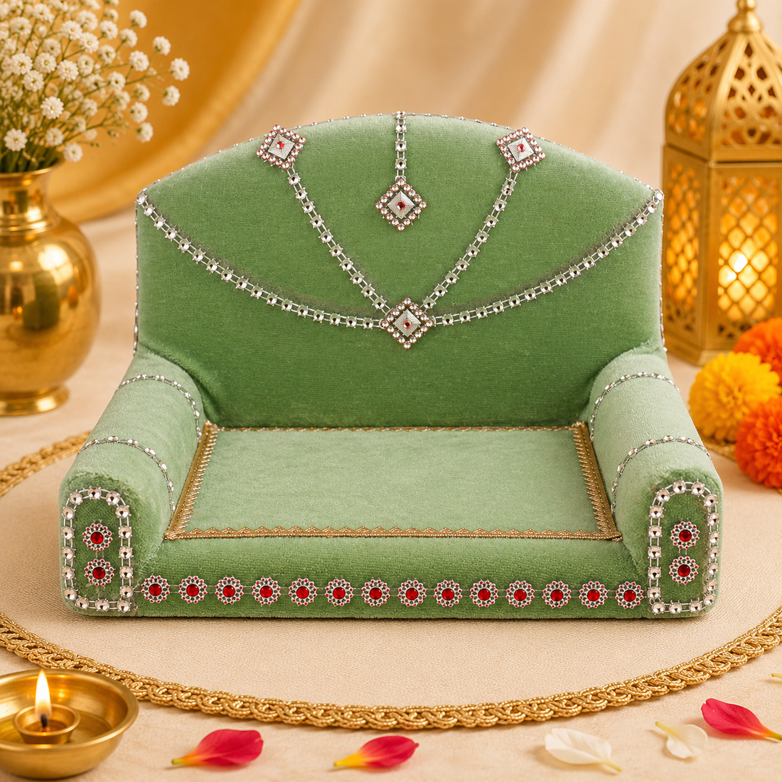 Laddu Gopal's Velvet Charisma: A Sacred Singhasan