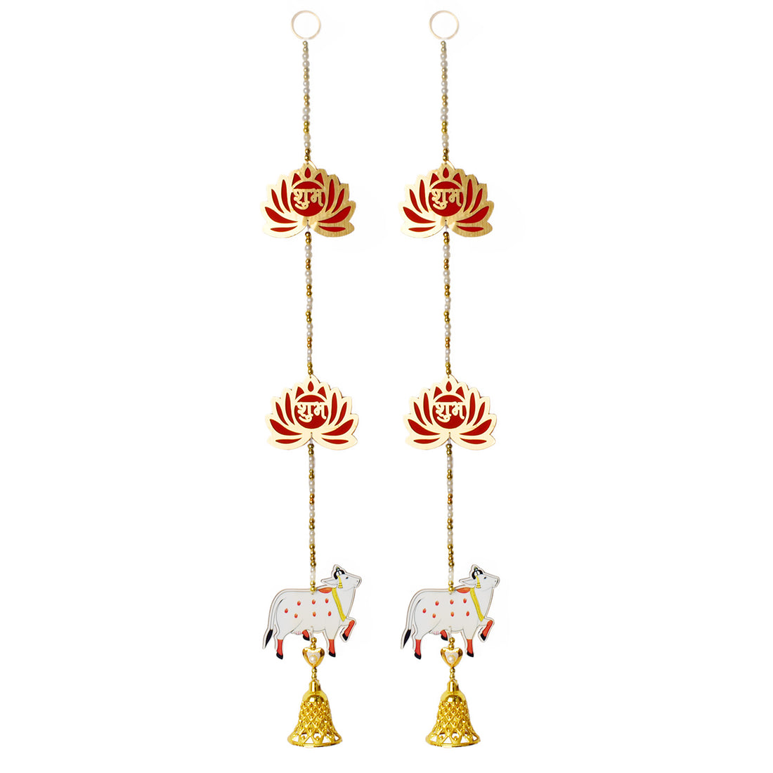 Decorative Lotus Shubh Labh and Cow Wall Hanging