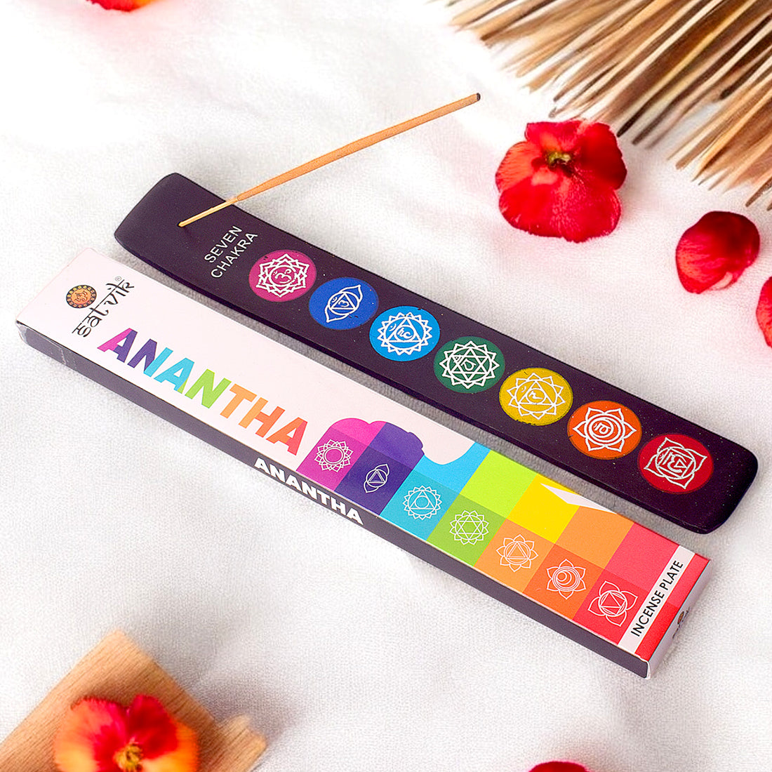 Black Seven Chakra Incense Holder Plate for Meditation and Spiritual Decor