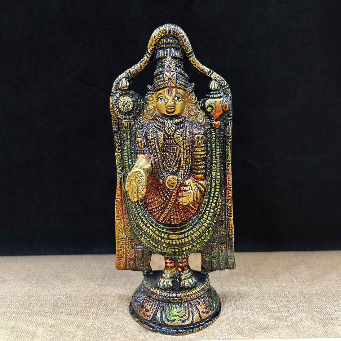 7.5 Inch Alluring Brass Tirupati Balaji Murti β Handcrafted Divine Idol for Temple Worship, Home Decor, and Spiritual Prosperity. No.1 Brass Idol Store www.satvikstore.in