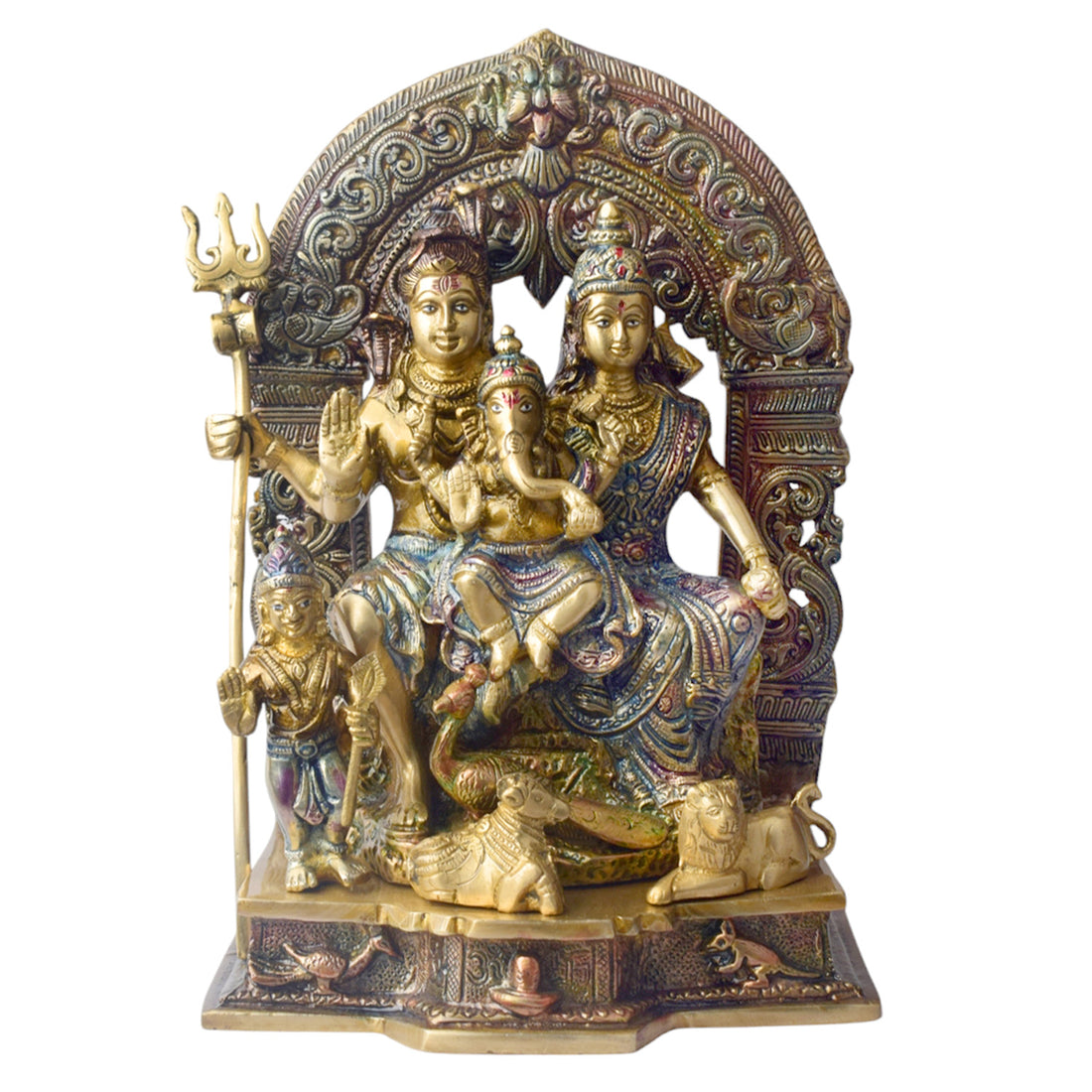 11.8 Inch Handcrafted Brass Shiv Parivaar Statue