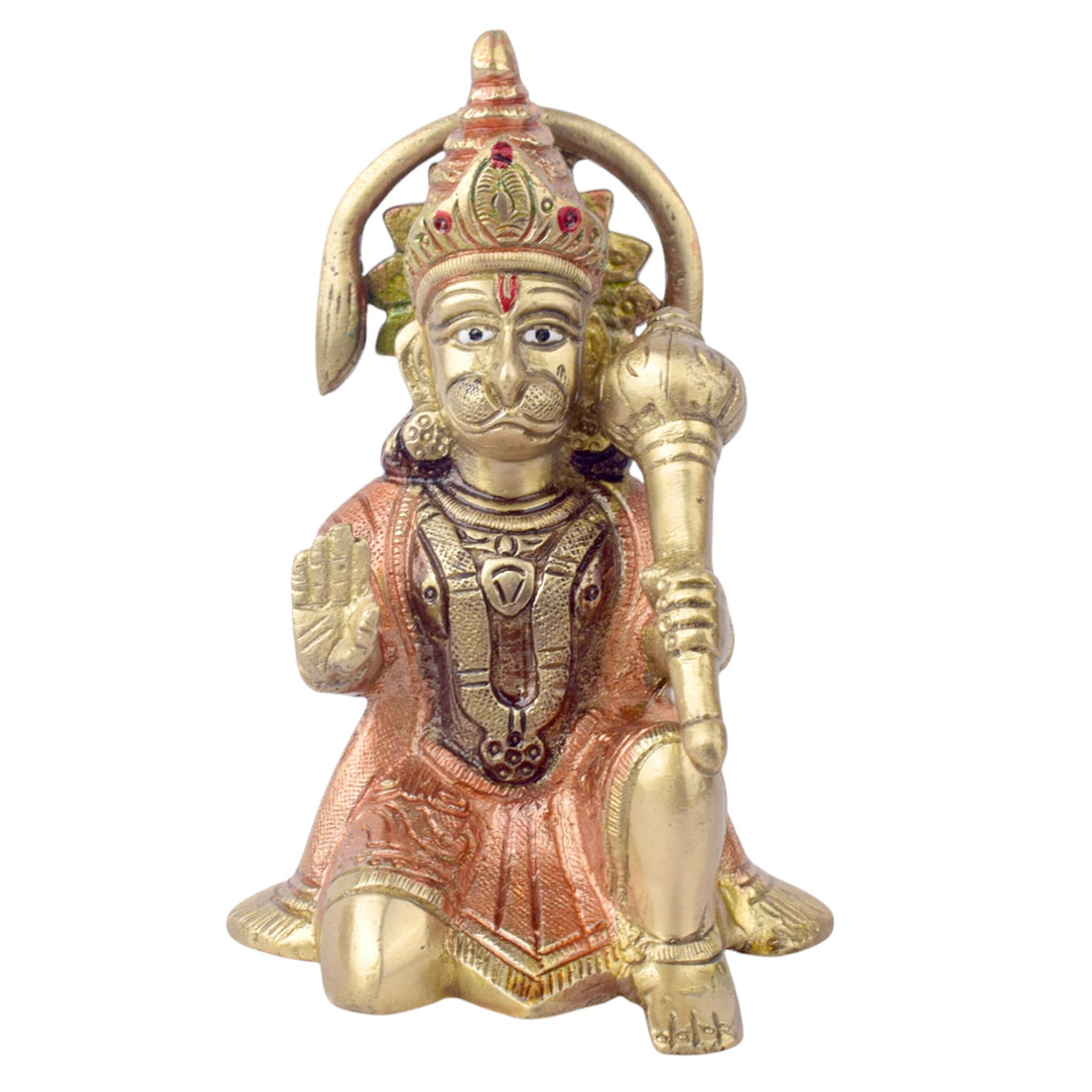 The "5.3 Inch Handcrafted Brass Hanuman Idol" is a meticulously crafted statue that beautifully captures the essence of Lord Hanumanβs strength, devotion, and protection. Standing at 5.3 inches tall, this idol is made from high-quality brass and features exquisite handcrafted detailing,