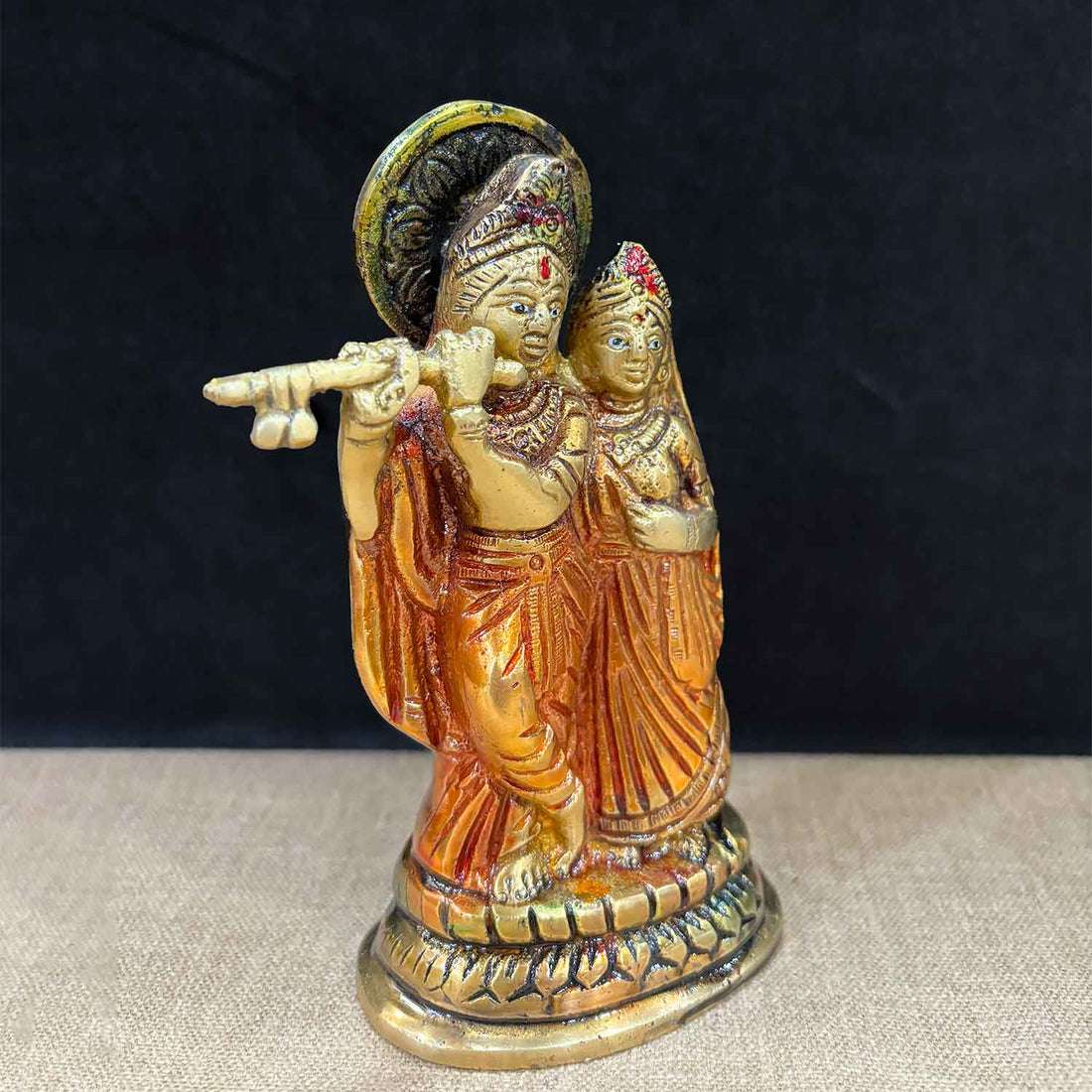 5.3 Inch Brass Radha Krishna Pair Idol
